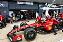 Ferrari pass the 'APX GP' garage, Silverstone, 2023